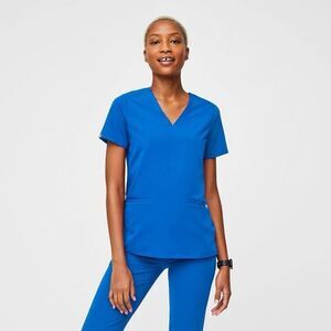 Figs Casma Three Pocket Scrub Top Royal Blue Size Small Hospital Nurse Uniform